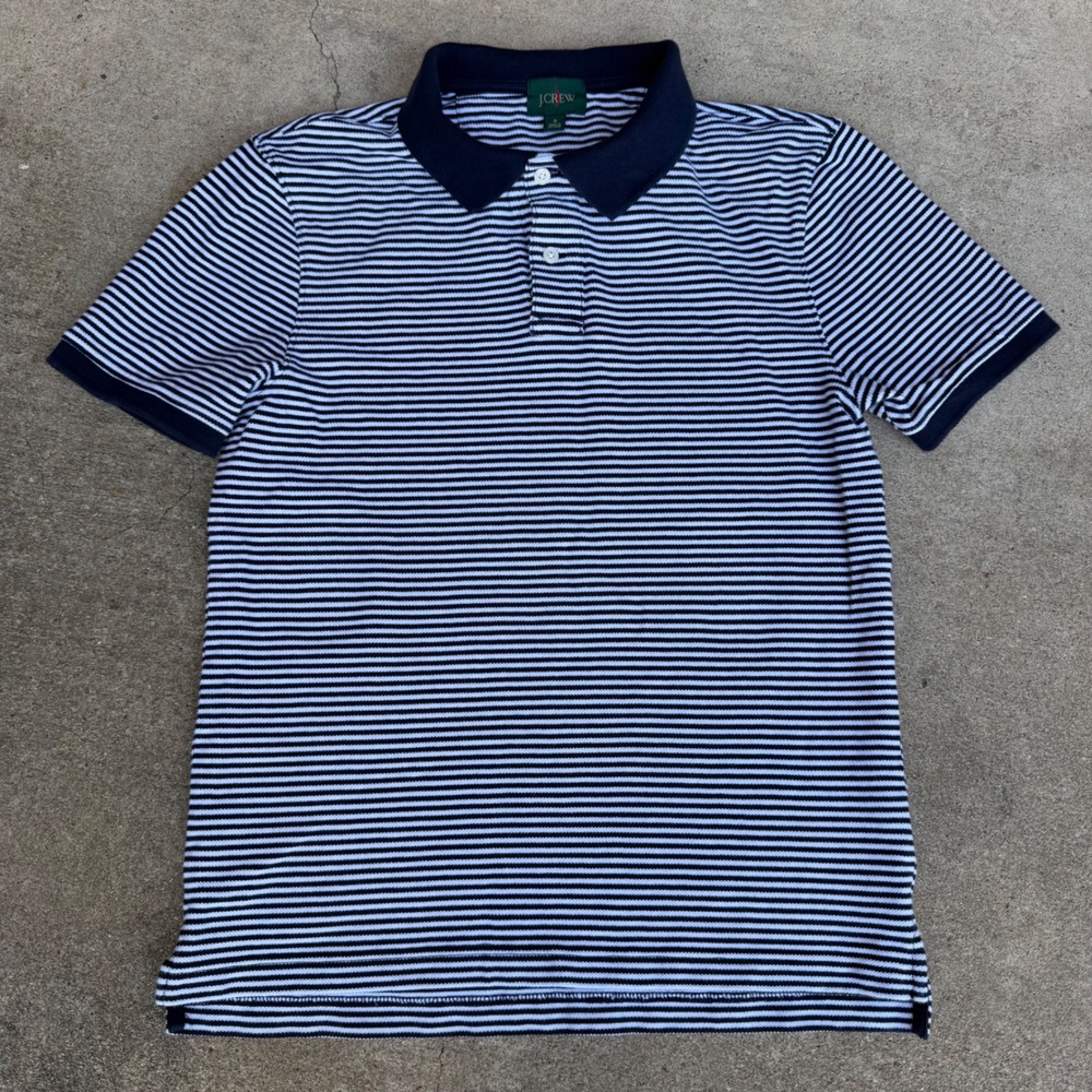 J.CREW | Mens Polo Shirt Small Navy White Striped Vintage Preppy Old Money